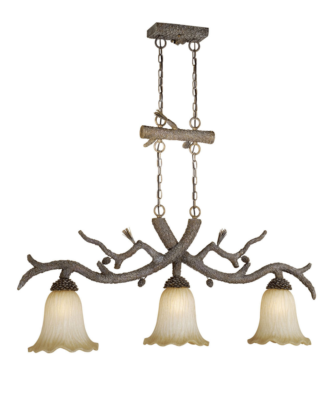 Vaxcel - AS-PDD500PT - Three Light Linear Chandelier - Aspen - Pine Tree