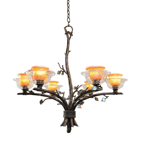 Kalco 2522SB/ART Cottonwood 6 Light Sienna Bronze Chandelier Ceiling Light in Art Glass