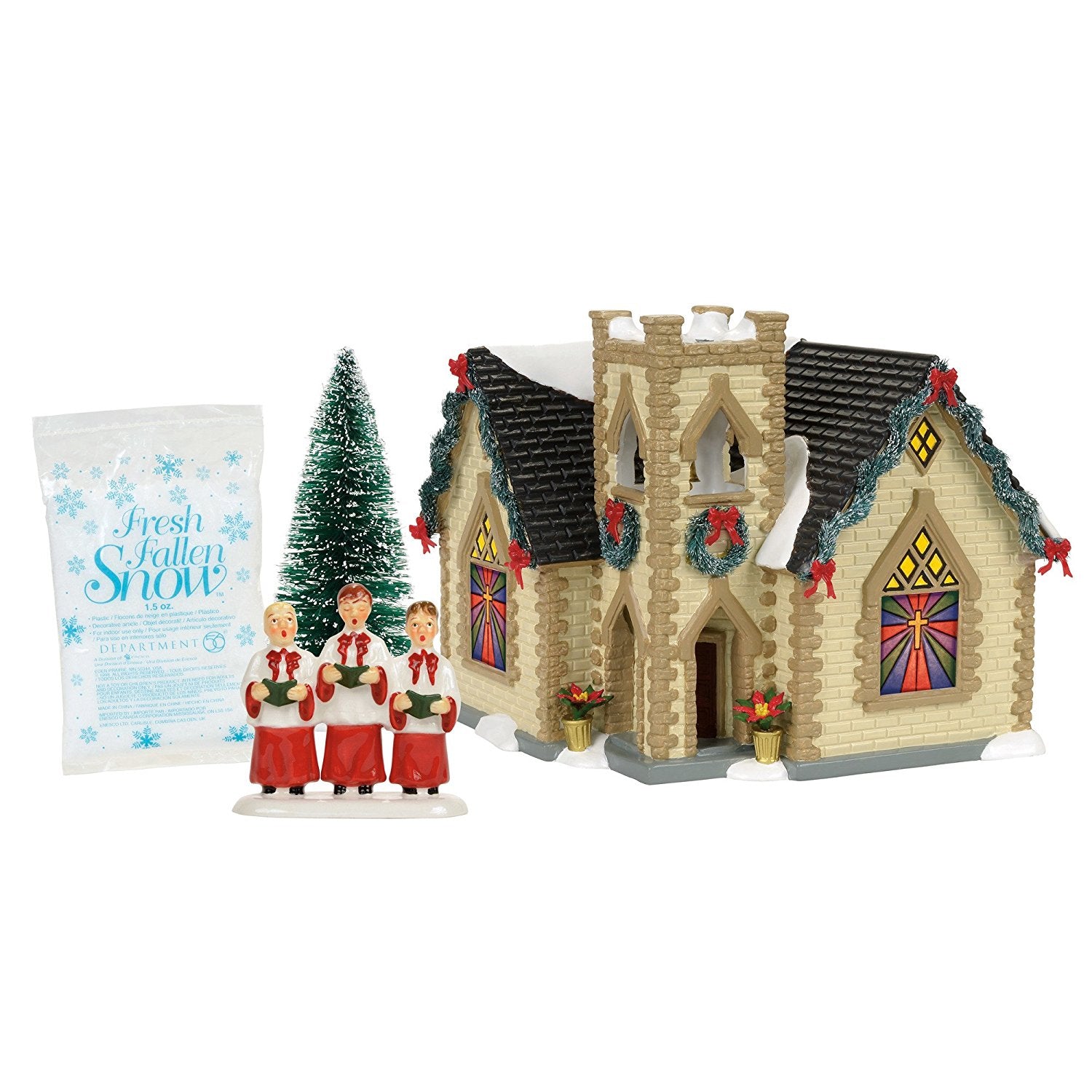 Department 56 Snow Village Golden Cross Church Boxed Set