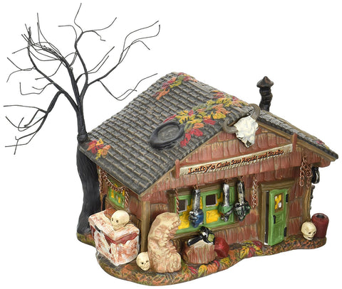 Department 56 Village Halloween Lefty's Chain Saw Repair Shop Lit House