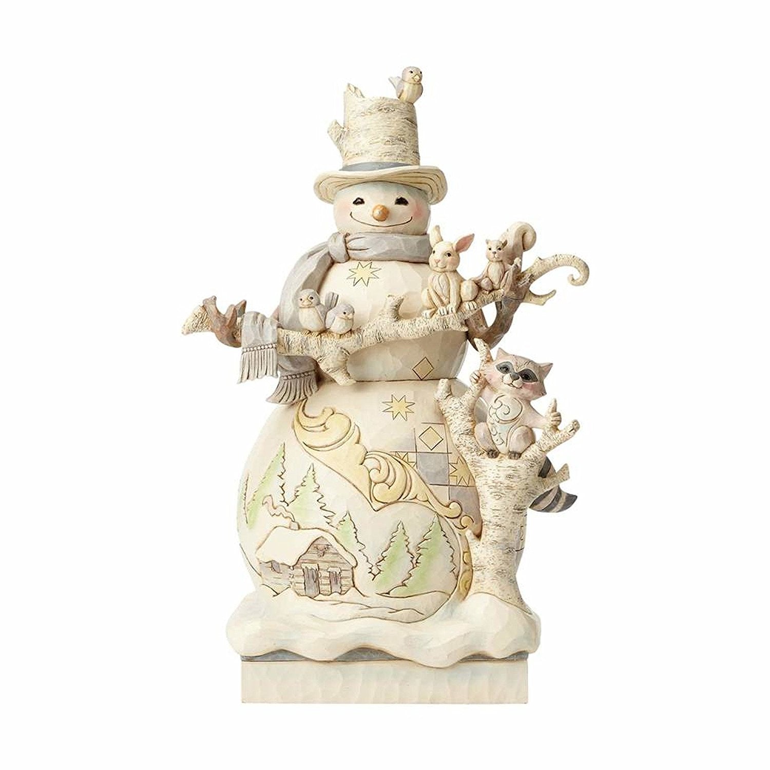 Enesco Jim Shore Heartwood Creek White Woodland Snowman Statue