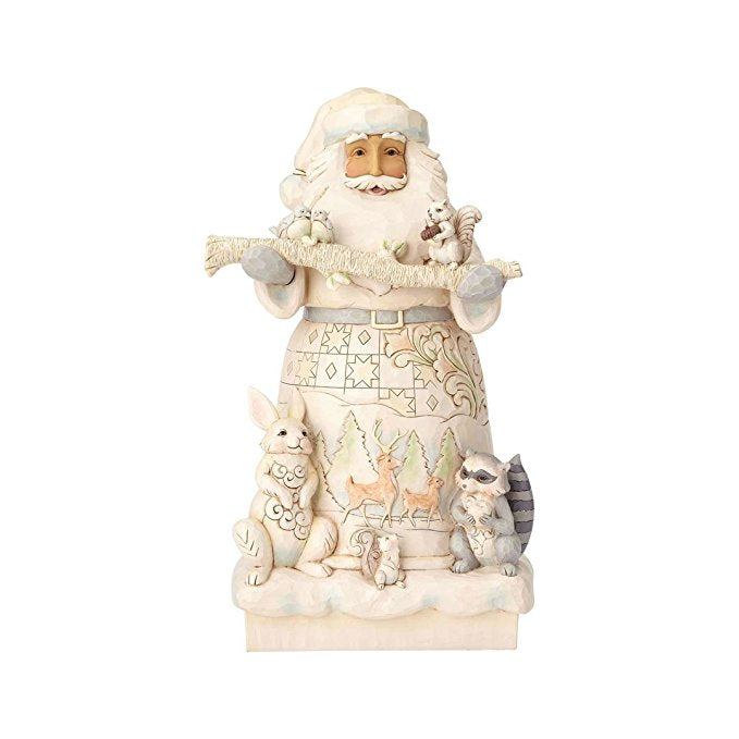 Enesco Jim Shore Heartwood Creek White Woodland Santa Statue