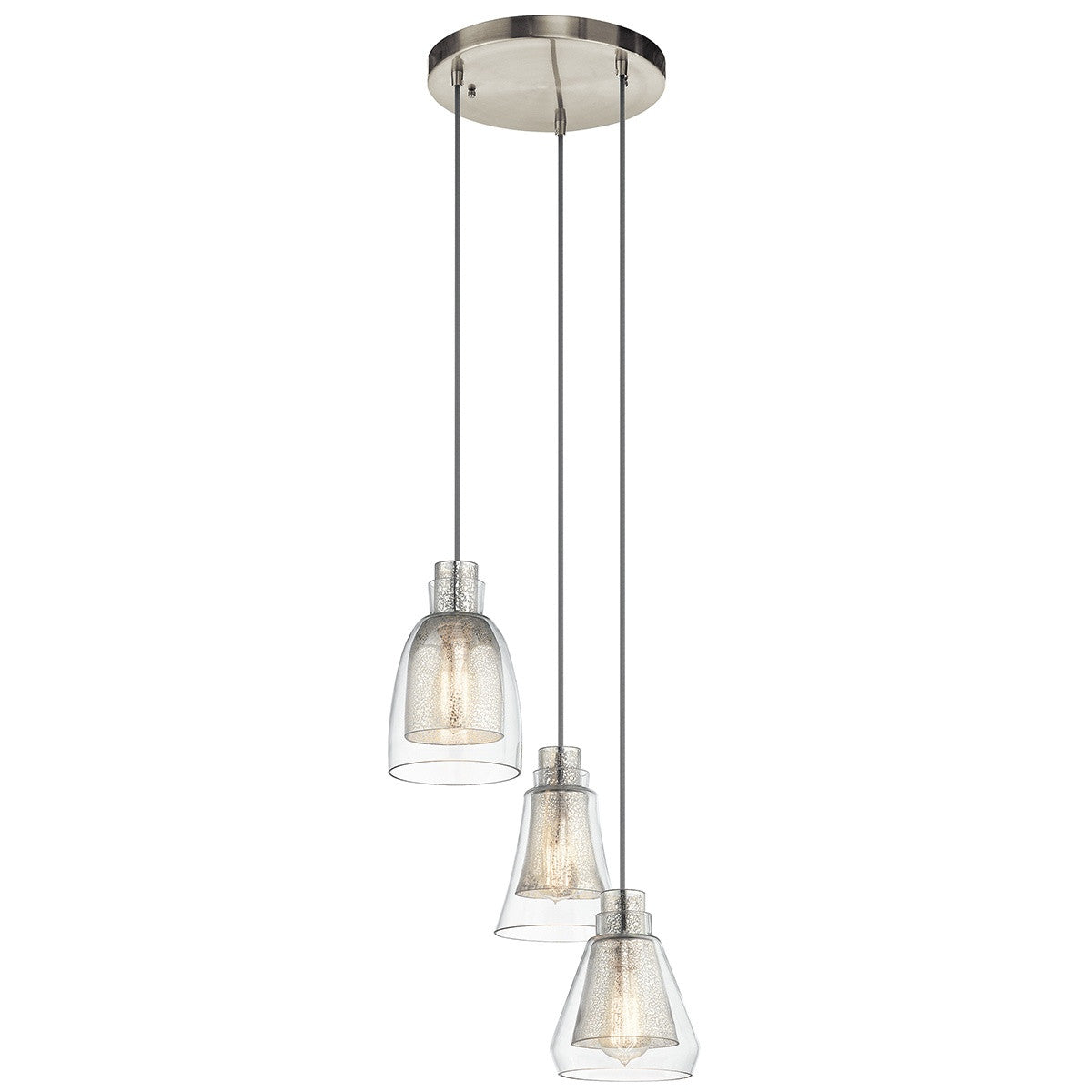 Kichler - 43627NI - Three Light Pendant - Evie - Brushed Nickel