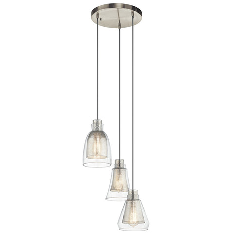 Kichler - 43627NI - Three Light Pendant - Evie - Brushed Nickel