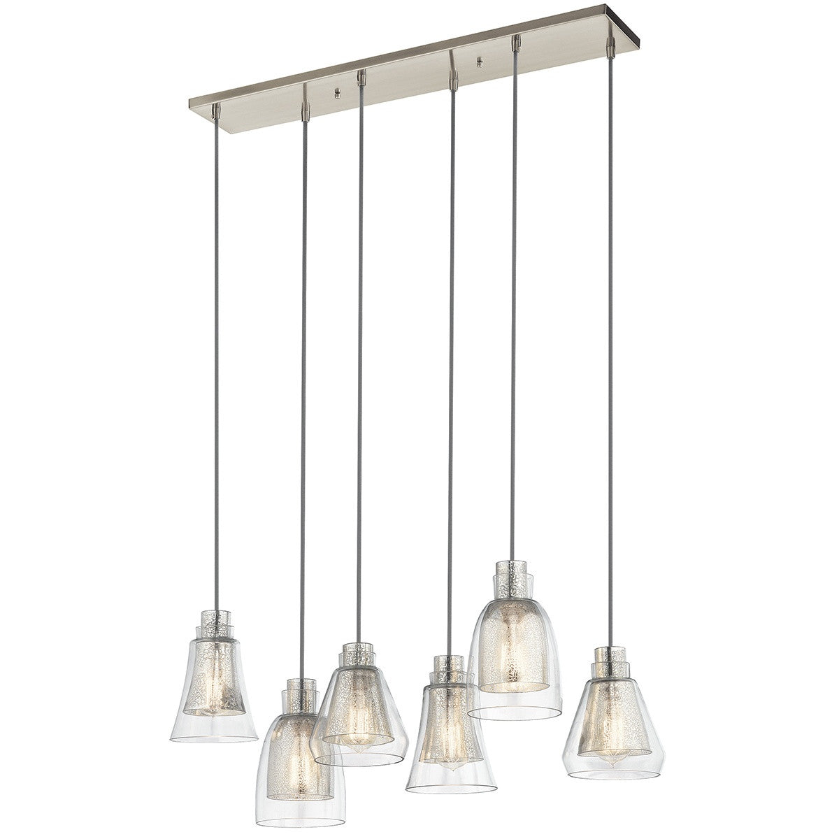 Kichler - 43628NI - Six Light Chandelier Linear - Evie - Brushed Nickel