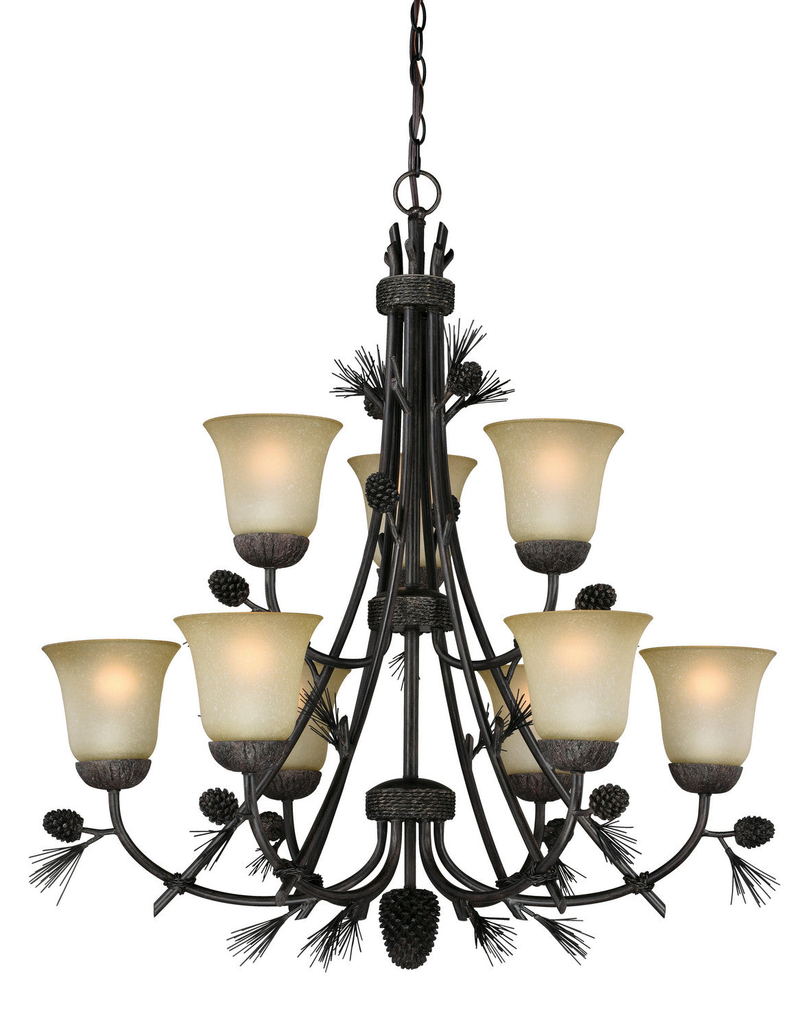 Vaxcel - H0171 - Nine Light Chandelier - Sierra - Black Walnut