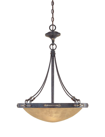 Designers Fountain Austin97331-WSD   3 Light Inverted Pendant, Weathered Saddle