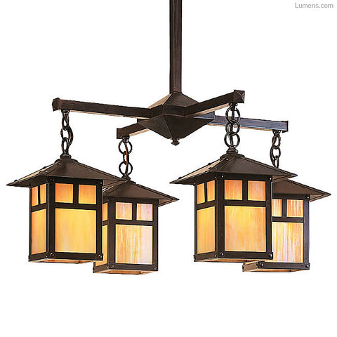 ECH-7/4T-GWBZ Arroyo Craftsman Evergreen Craftsman 4 Light Chandelier - 25.5 inches wide