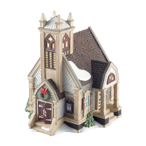 Department 56 New England Village New Britain Vestry Church Lit House, 6.69 inch