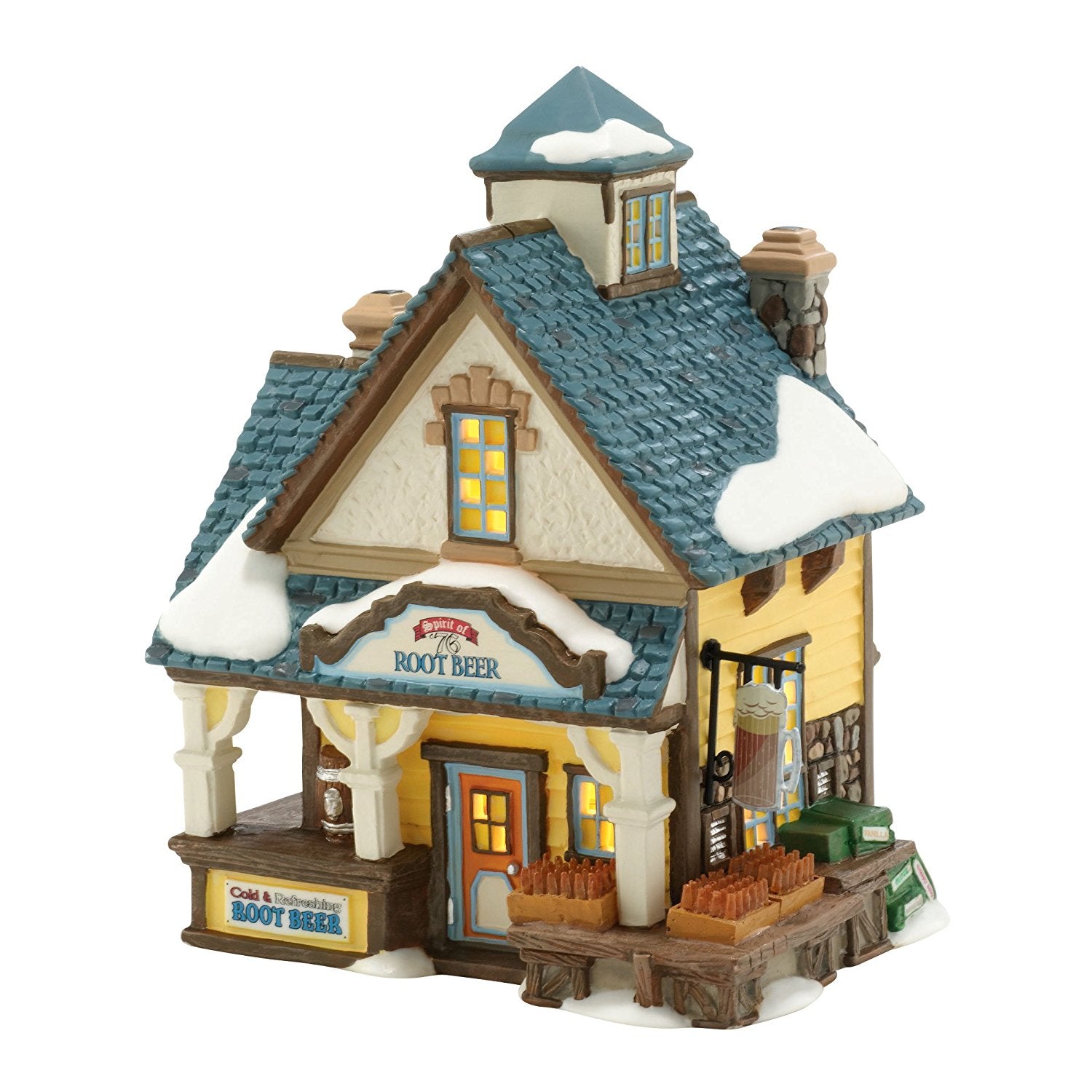Department 56 New England Village Spirit of '76 Root Beer Lit House, 6.5 inch