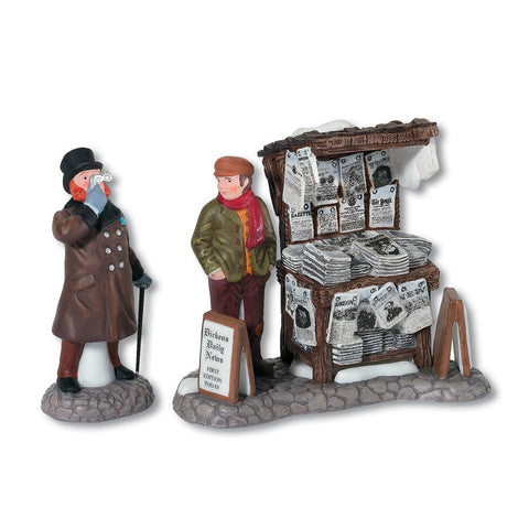 Department 56 Dickens' Village London Newspaper Stand Accessory Figurine (Set of 2)