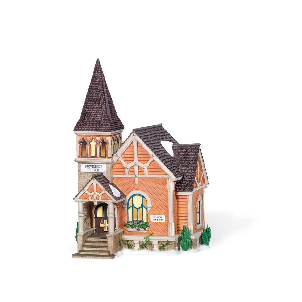 Department 56 New England Village Providence Church Lit Building
