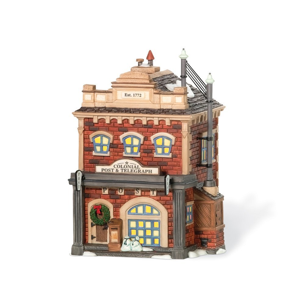 Department 56 New England Village Colonial Post and Telegraph Lit House